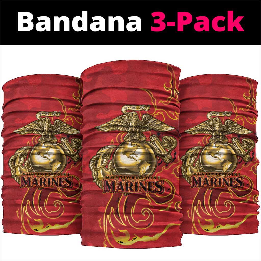 Montford Point Marines Neck Gaiter Flame Fire Military Red Camo