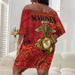 Montford Point Marines Off Shoulder Short Dress Flame Fire Military Red Camo