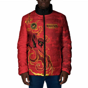 Montford Point Marines Padded Jacket Flame Fire Military Red Camo