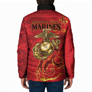 Montford Point Marines Padded Jacket Flame Fire Military Red Camo