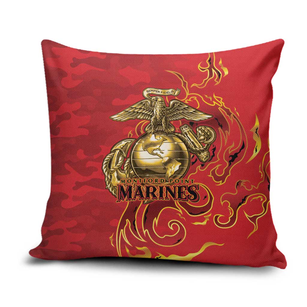 Montford Point Marines Pillow Cover Flame Fire Military Red Camo