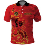 Montford Point Marines Polo Shirt Flame Fire Military Red Camo