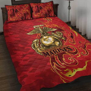 Montford Point Marines Quilt Bed Set Flame Fire Military Red Camo