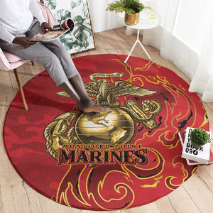 Montford Point Marines Round Carpet Flame Fire Military Red Camo
