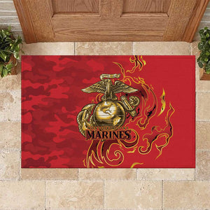 Montford Point Marines Rubber Doormat Flame Fire Military Red Camo