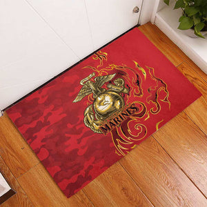 Montford Point Marines Rubber Doormat Flame Fire Military Red Camo