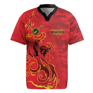 Montford Point Marines Rugby Jersey Flame Fire Military Red Camo