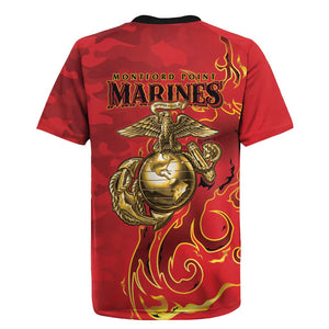 Montford Point Marines Rugby Jersey Flame Fire Military Red Camo