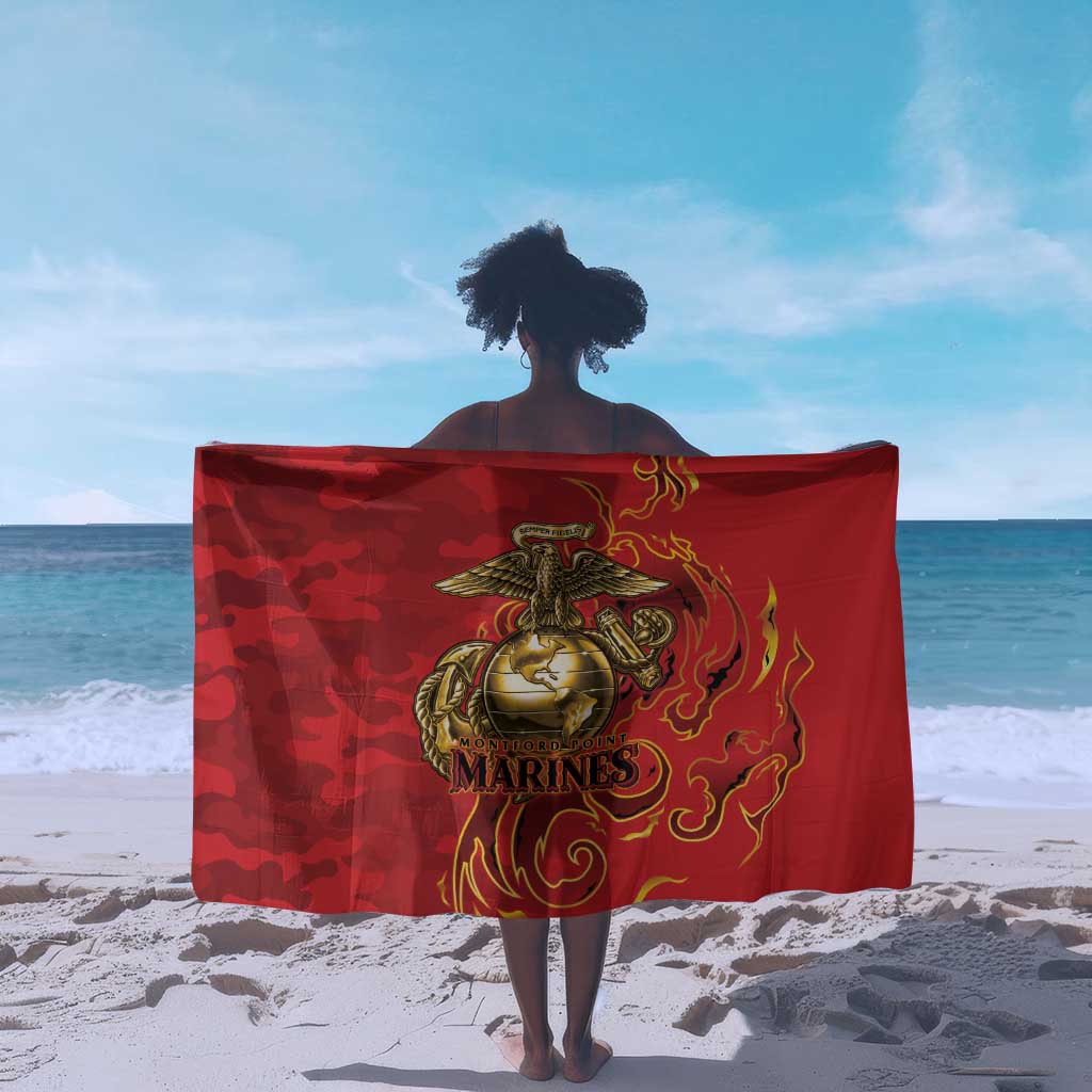 Montford Point Marines Sarong Flame Fire Military Red Camo