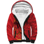 Montford Point Marines Sherpa Hoodie Flame Fire Military Red Camo