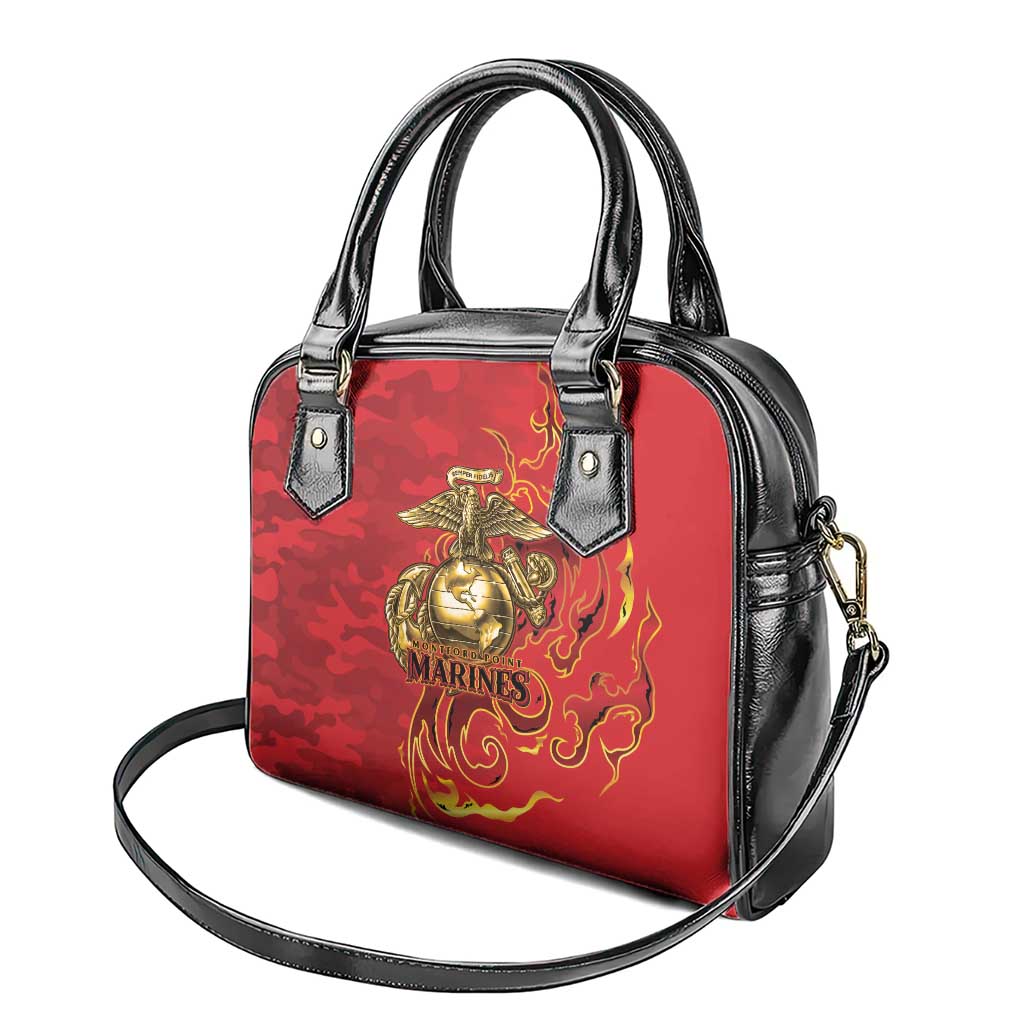 Montford Point Marines Shoulder Handbag Flame Fire Military Red Camo