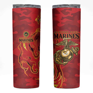 Montford Point Marines Skinny Tumbler Flame Fire Military Red Camo