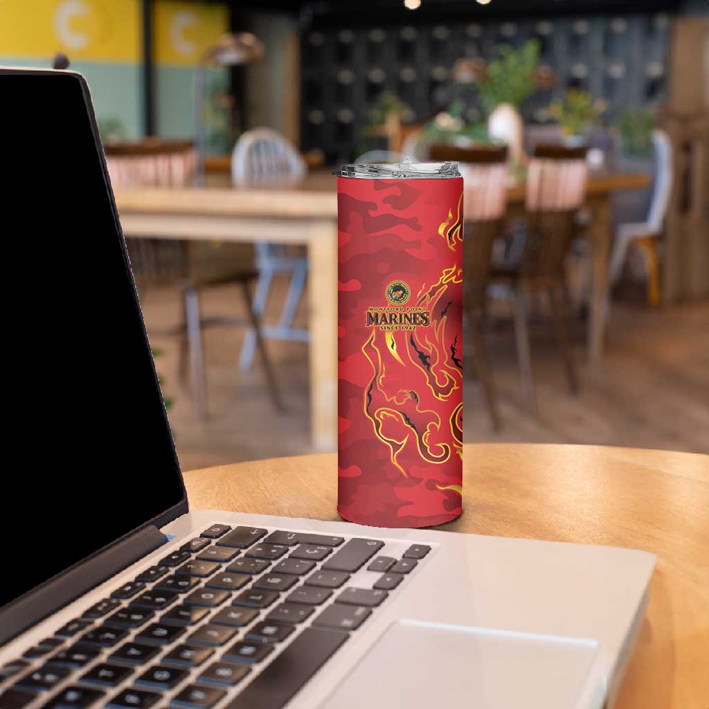 Montford Point Marines Skinny Tumbler Flame Fire Military Red Camo