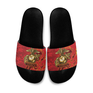 Montford Point Marines Slide Sandals Flame Fire Military Red Camo