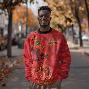 Montford Point Marines Sweatshirt Flame Fire Military Red Camo
