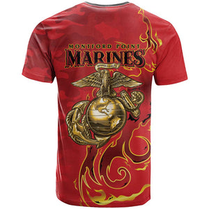 Montford Point Marines T shirt Flame Fire Military Red Camo