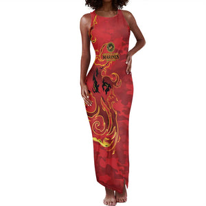 Montford Point Marines Tank Maxi Dress Flame Fire Military Red Camo