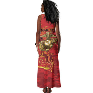 Montford Point Marines Tank Maxi Dress Flame Fire Military Red Camo