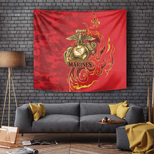 Montford Point Marines Tapestry Flame Fire Military Red Camo