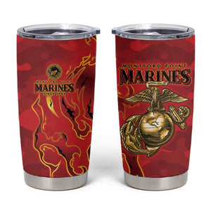 Montford Point Marines Tumbler Cup Flame Fire Military Red Camo