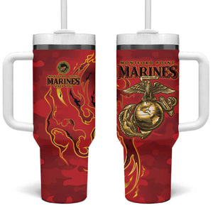 Montford Point Marines Tumbler With Handle Flame Fire Military Red Camo