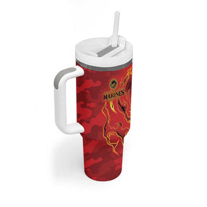 Montford Point Marines Tumbler With Handle Flame Fire Military Red Camo