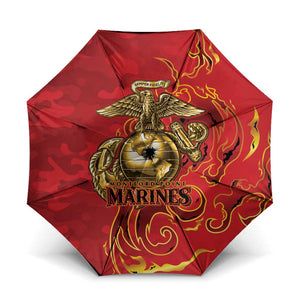 Montford Point Marines Umbrella Flame Fire Military Red Camo
