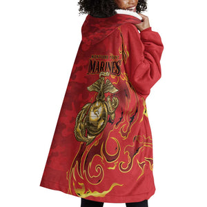 Montford Point Marines Wearable Blanket Hoodie Flame Fire Military Red Camo