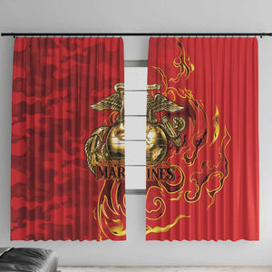 Montford Point Marines Window Curtain Flame Fire Military Red Camo