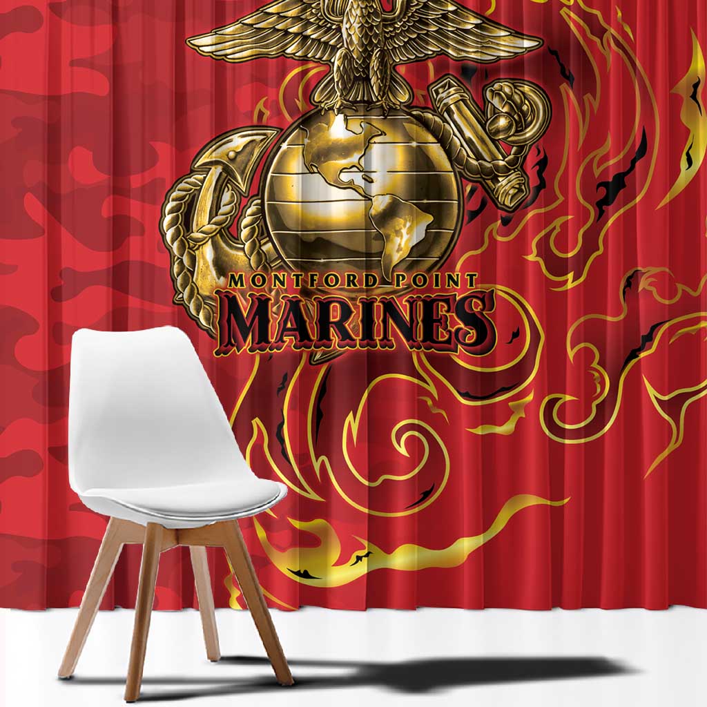 Montford Point Marines Window Curtain Flame Fire Military Red Camo
