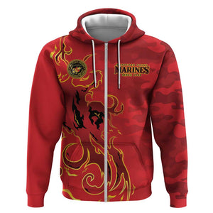 Montford Point Marines Zip Hoodie Flame Fire Military Red Camo
