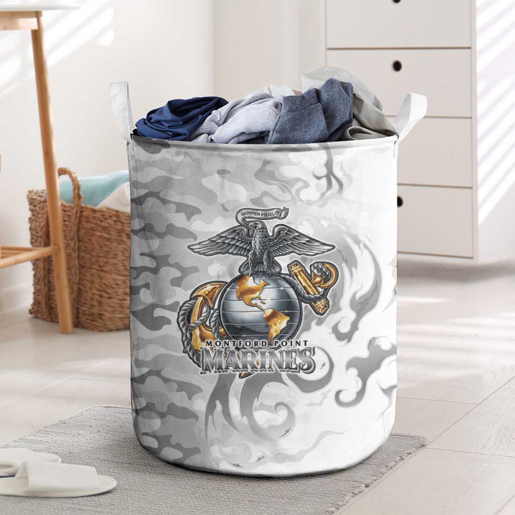Montford Point Marines Laundry Basket Flame Fire Military White Camo