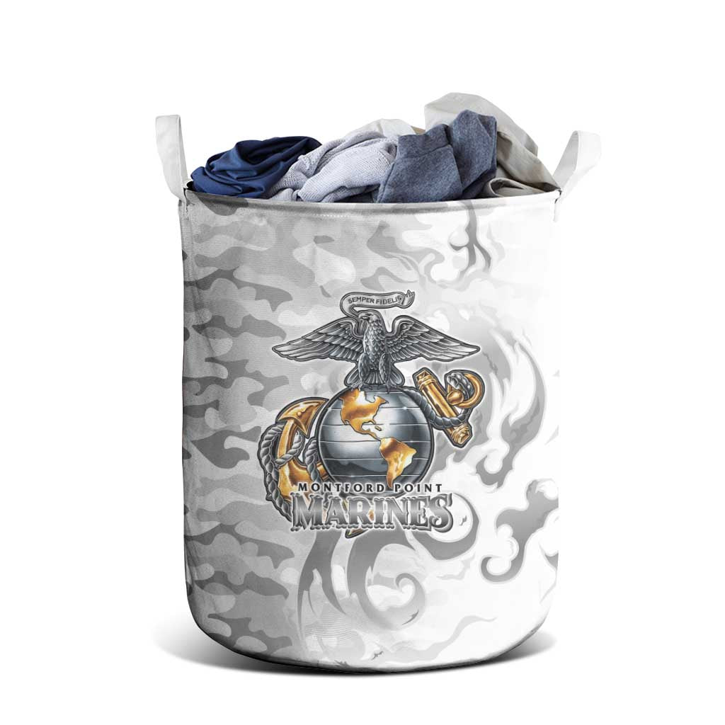 Montford Point Marines Laundry Basket Flame Fire Military White Camo