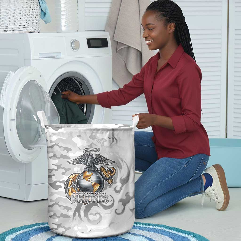Montford Point Marines Laundry Basket Flame Fire Military White Camo