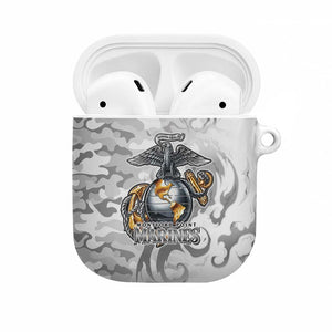 Montford Point Marines AirPods Case Flame Fire Military White Camo