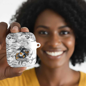 Montford Point Marines AirPods Case Flame Fire Military White Camo