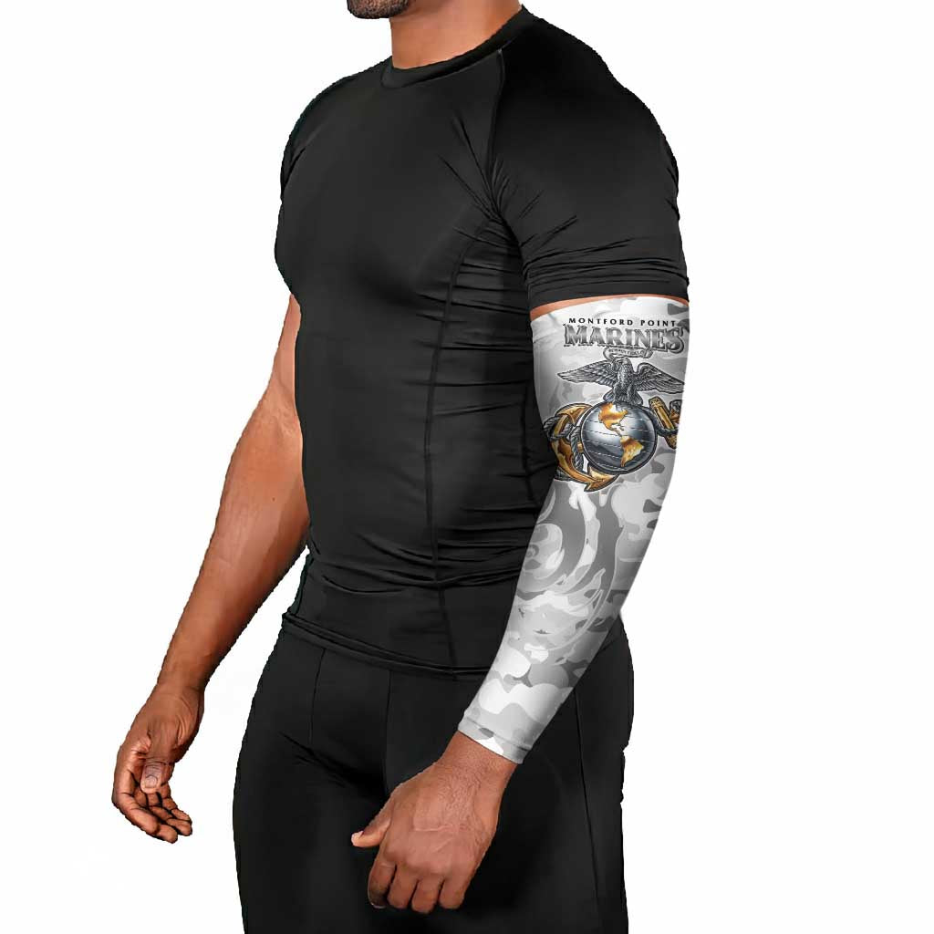 Montford Point Marines Arm Sleeves Flame Fire Military White Camo
