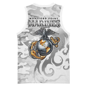 Montford Point Marines Basketball Jersey Flame Fire Military White Camo