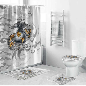 Montford Point Marines Bathroom Set Flame Fire Military White Camo