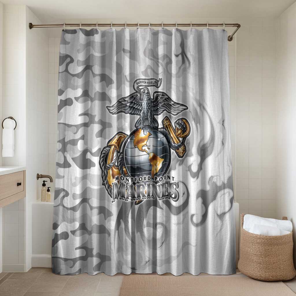 Montford Point Marines Bathroom Set Flame Fire Military White Camo