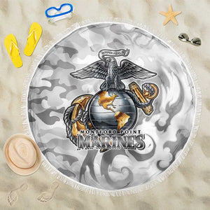 Montford Point Marines Beach Blanket Flame Fire Military White Camo