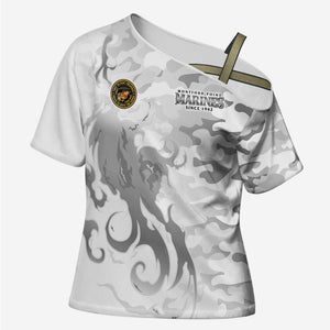 Montford Point Marines Cross Shoulder Shirt Flame Fire Military White Camo