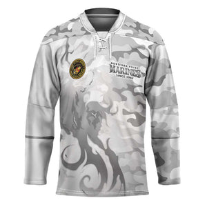 Montford Point Marines Hockey Jersey Flame Fire Military White Camo