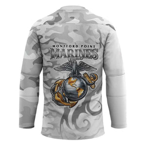 Montford Point Marines Hockey Jersey Flame Fire Military White Camo