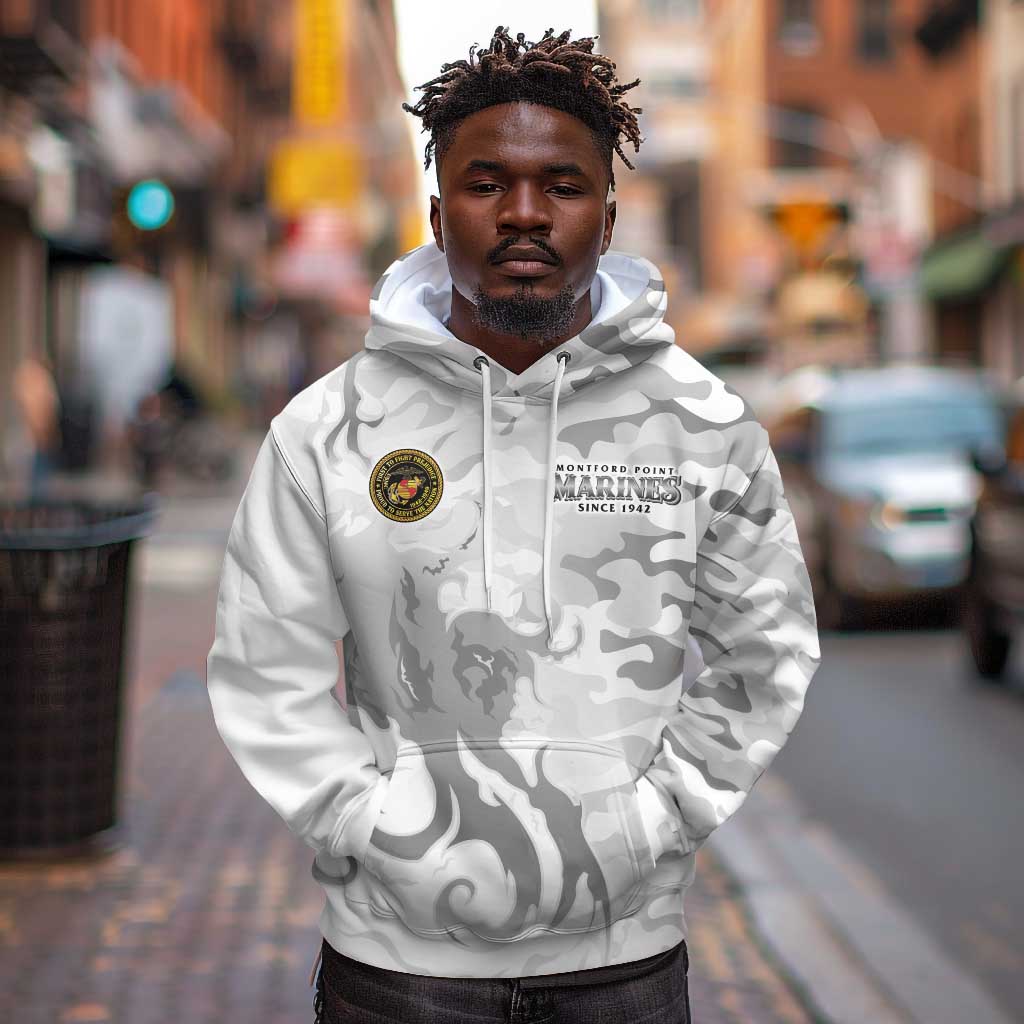 Montford Point Marines Hoodie Flame Fire Military White Camo
