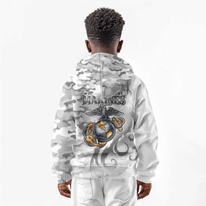 Montford Point Marines Kid Hoodie Flame Fire Military White Camo