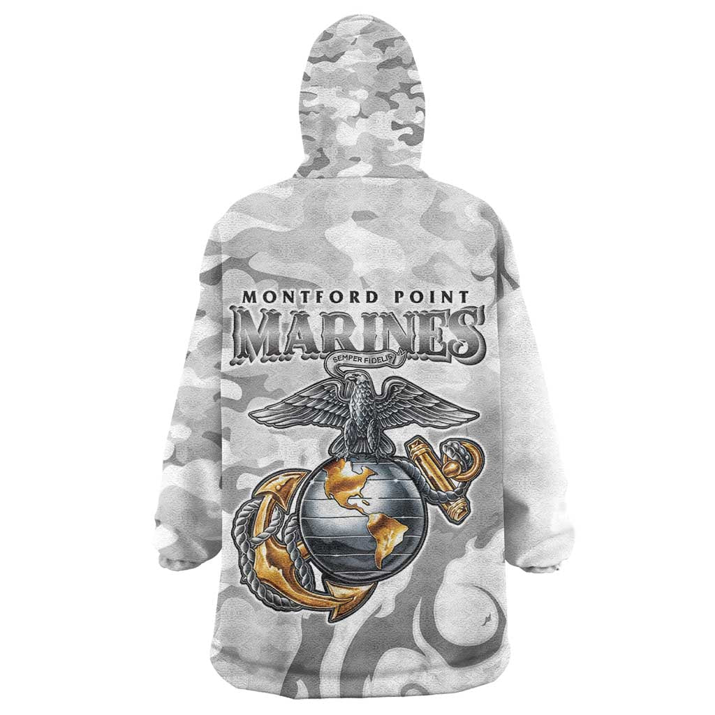 Montford Point Marines Kid Wearable Blanket Hoodie Flame Fire Military White Camo