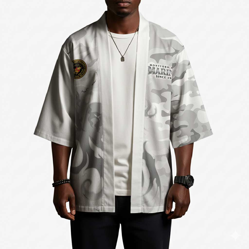 Montford Point Marines Kimono Flame Fire Military White Camo