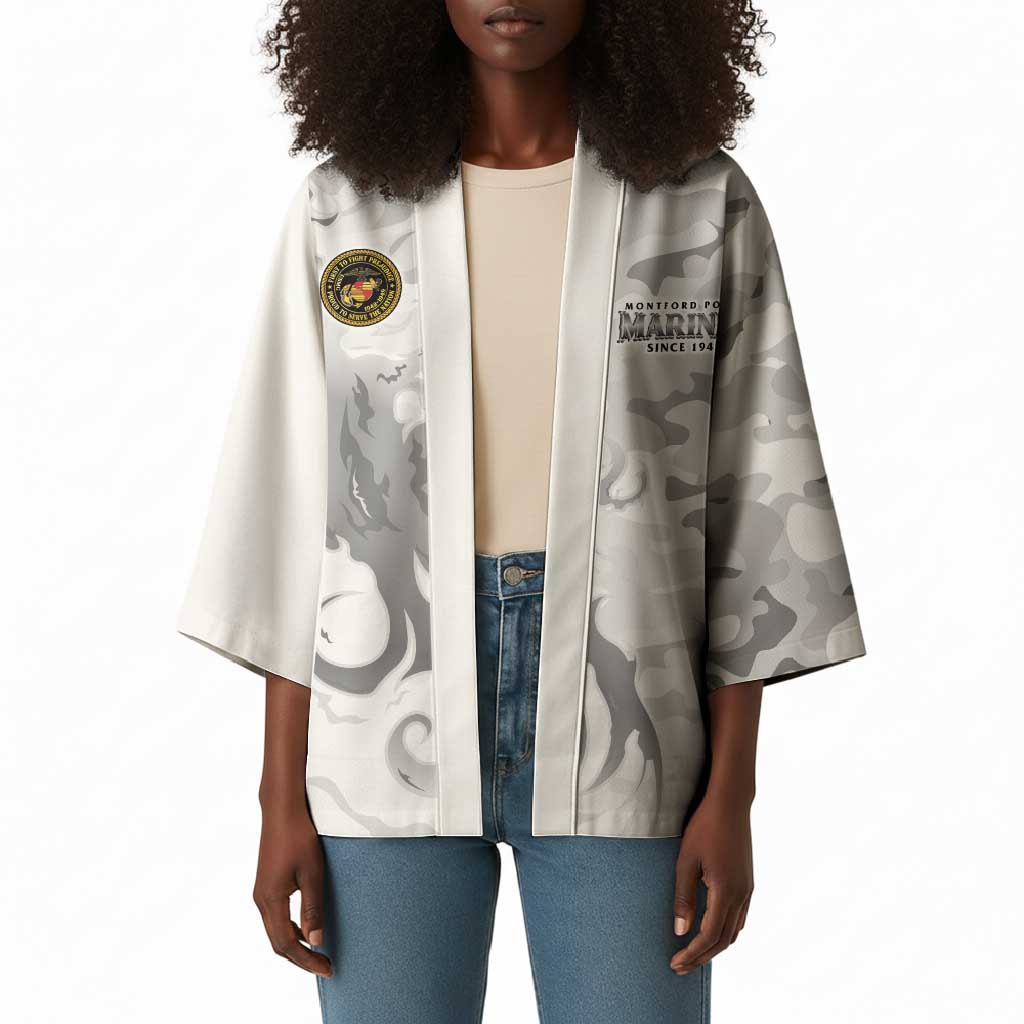Montford Point Marines Kimono Flame Fire Military White Camo