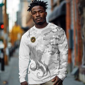 Montford Point Marines Long Sleeve Shirt Flame Fire Military White Camo